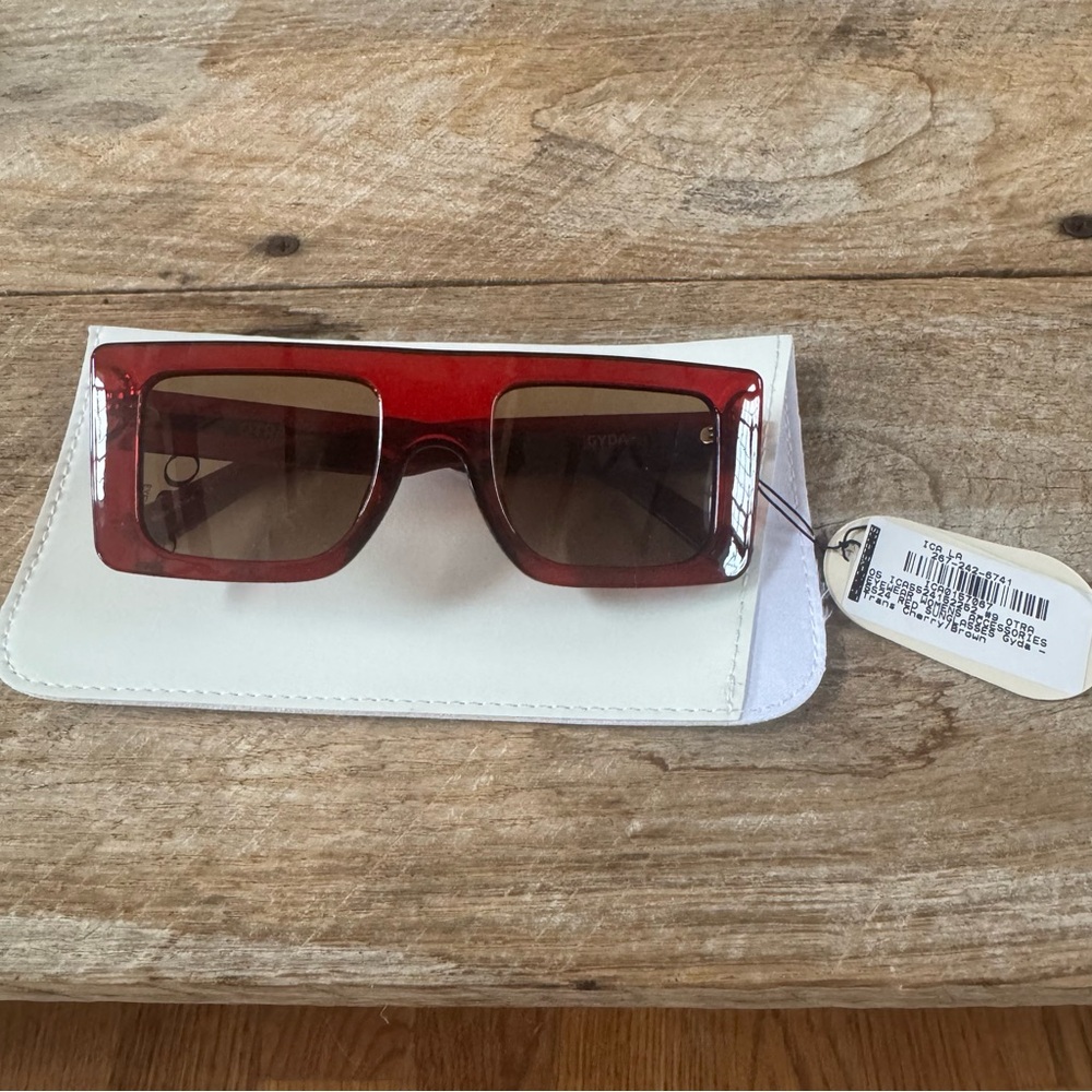 Otra Gyda Cherry Red Brown Cat 3 Chic Sunglasses NWT - Picture 4 of 7